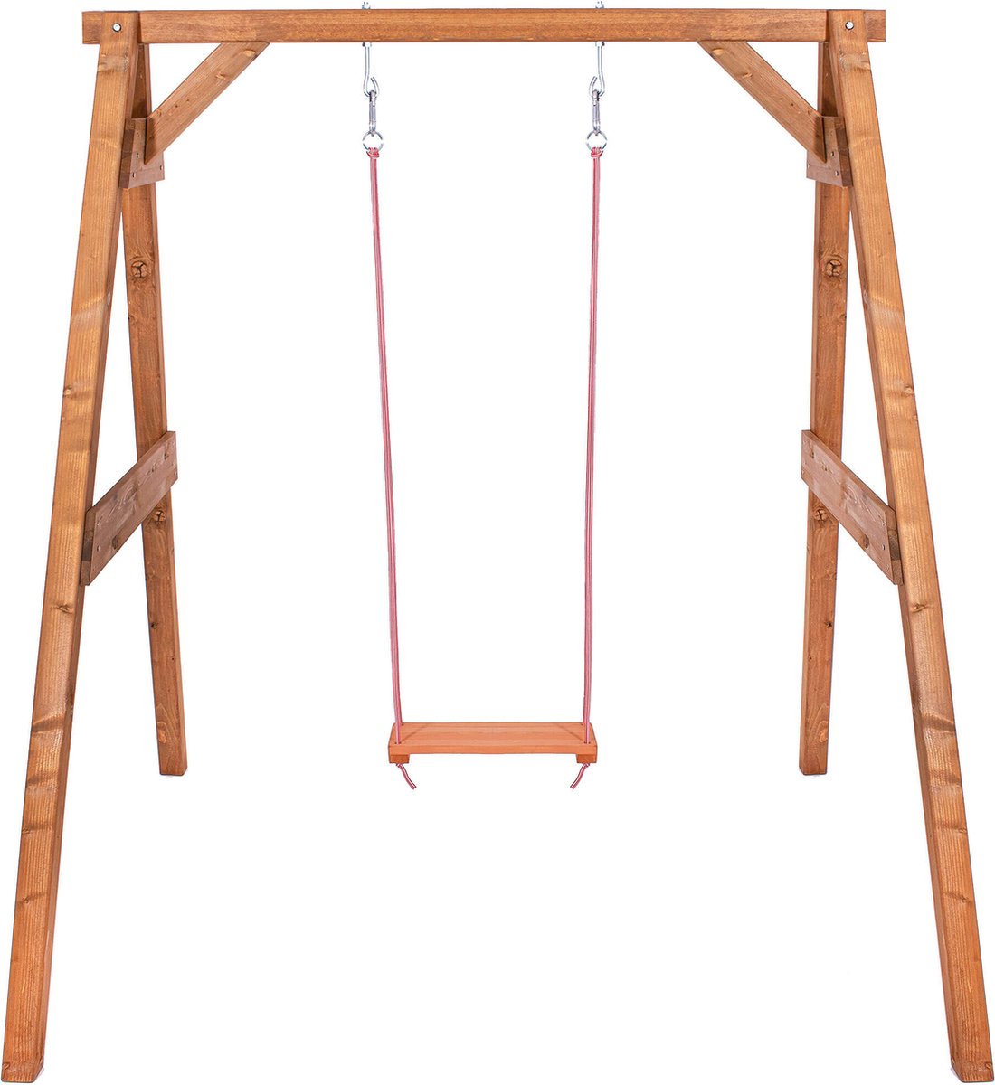 Springos Schommel | Kinderschommel | Hout | Inclusief Frame | Maximale Belasting 40 kg | Bruin